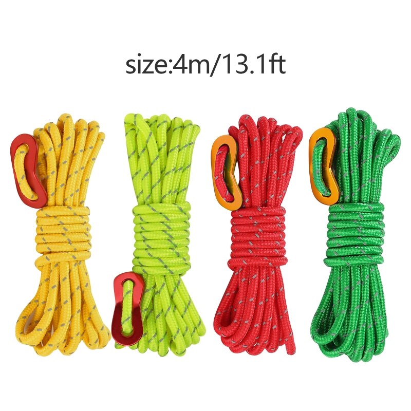 Cheap Goat Tents 4m Umbrella Rope Tent Rope Night Light Tent Rope Camping Buckle Windproof Rope   
